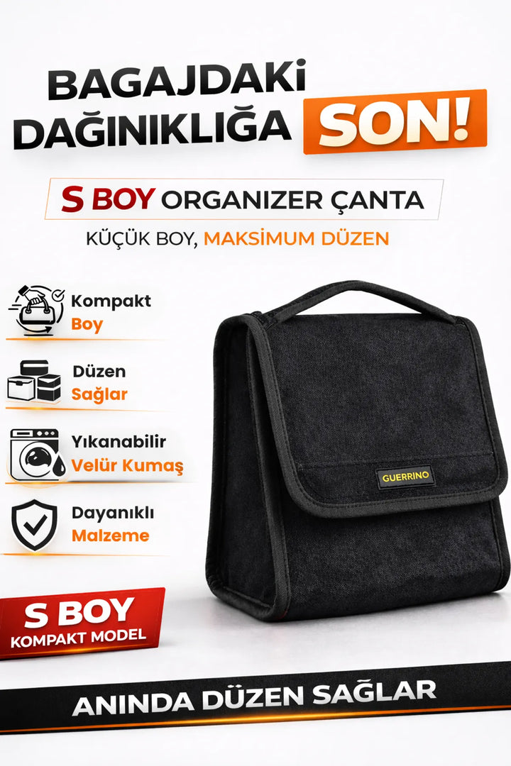 Oto Bagaj Çantası S Boy Kaymaz Cırt Bantlı Velur Kompakt Düzenleyici