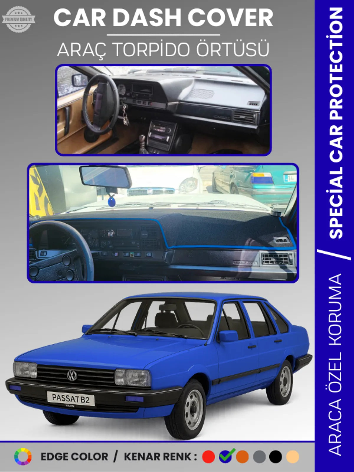 VOLKSWAGEN PASSAT B2 (1981-1988) Uyumlu Torpido Örtüsü Araca Özel Ön Göğüs Koruma
