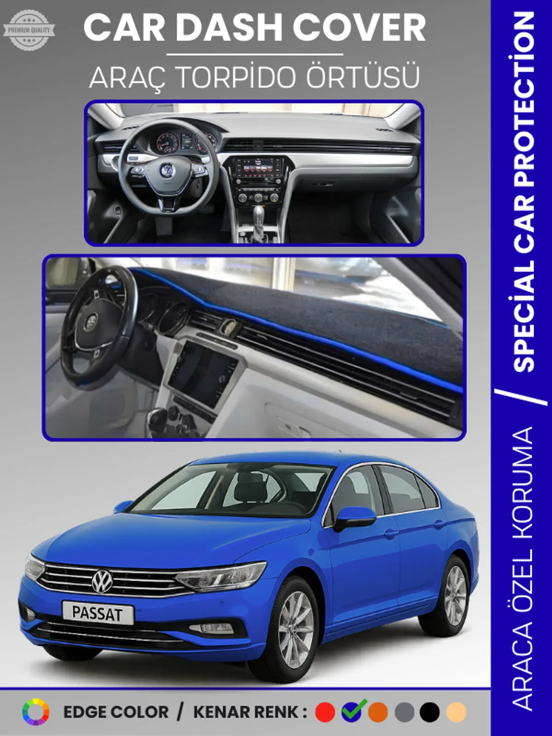 VOLKSWAGEN PASSAT B8 (2015-2020) Uyumlu Torpido Örtüsü Araca Özel Ön Göğüs Koruma
