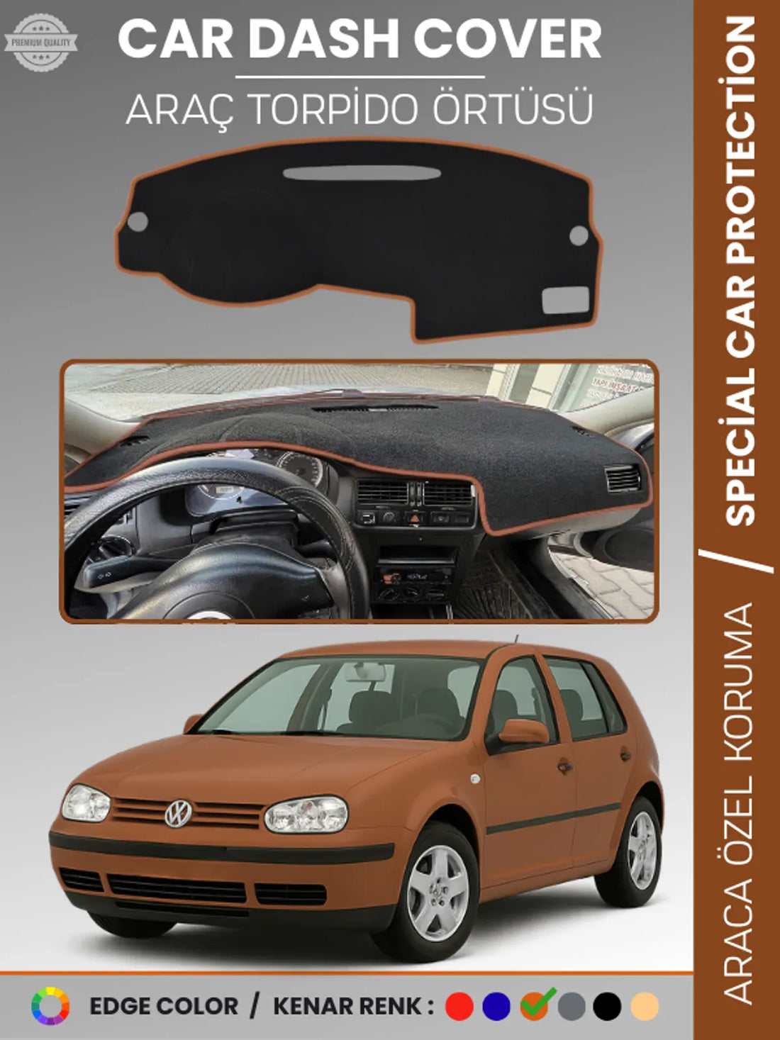 VOLKSWAGEN GOLF 4 (1997-2003) Uyumlu Torpido Örtüsü Araca Özel Ön Göğüs Koruma