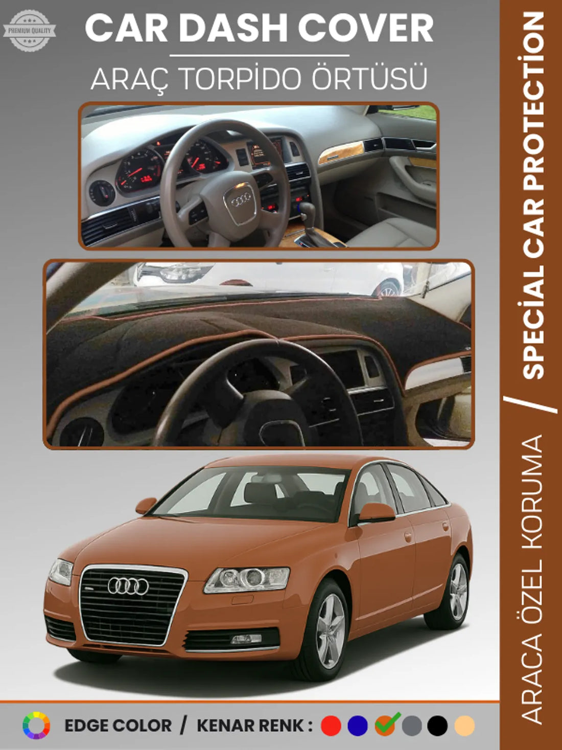 AUDI A6 (2005-2011) Uyumlu Torpido Örtüsü Araca Özel Ön Göğüs Koruma