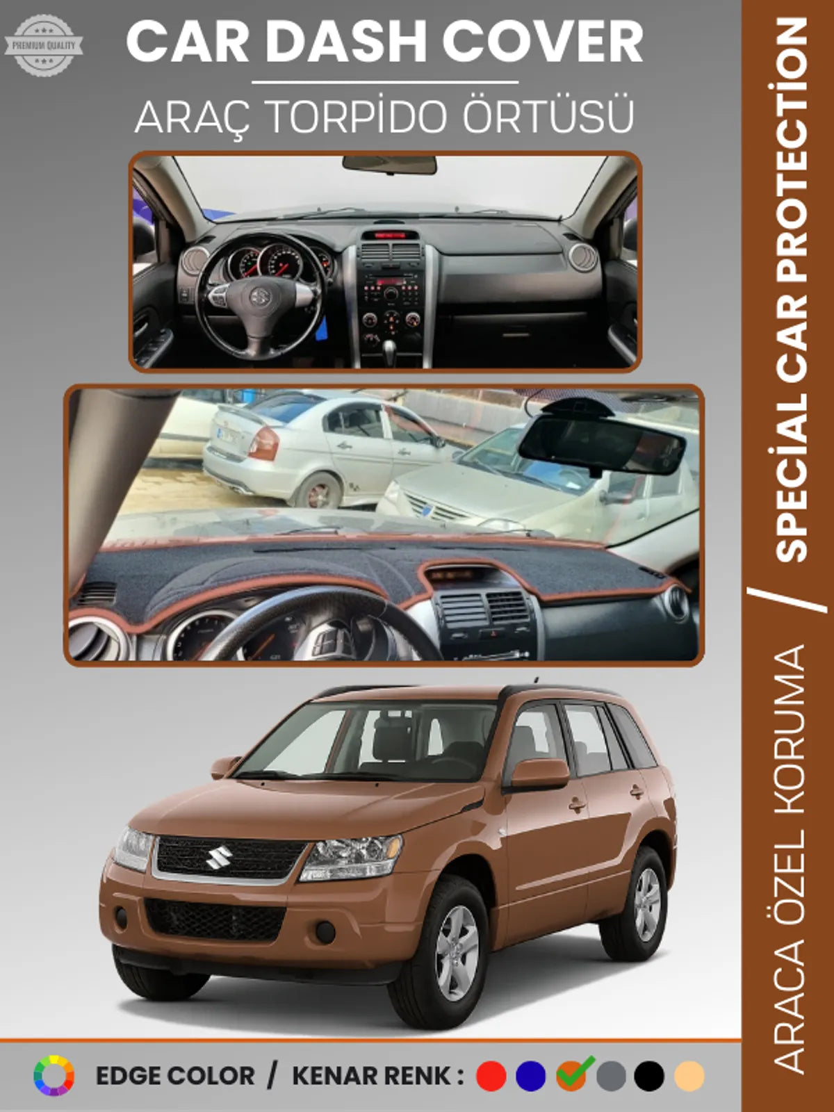 SUZUKI GRAND VİTARA (2006-2012) Uyumlu Torpido Örtüsü Araca Özel Ön Göğüs Koruma