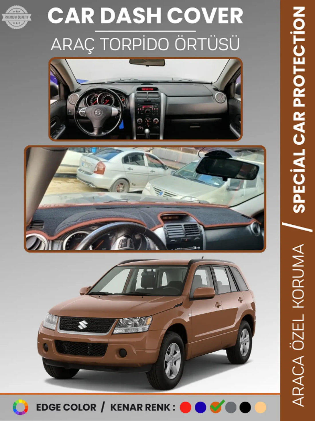 SUZUKI GRAND VİTARA (2006-2012) Uyumlu Torpido Örtüsü Araca Özel Ön Göğüs Koruma