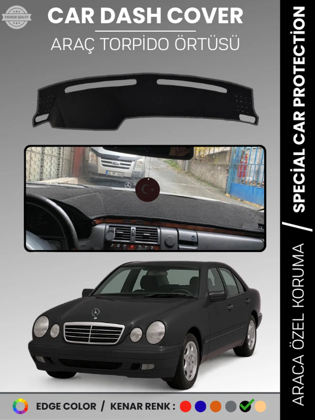 MERCEDES E200 / E220 / E240 W210 (1995-2002) Uyumlu Torpido Örtüsü Araca Özel Ön Göğüs Koruma