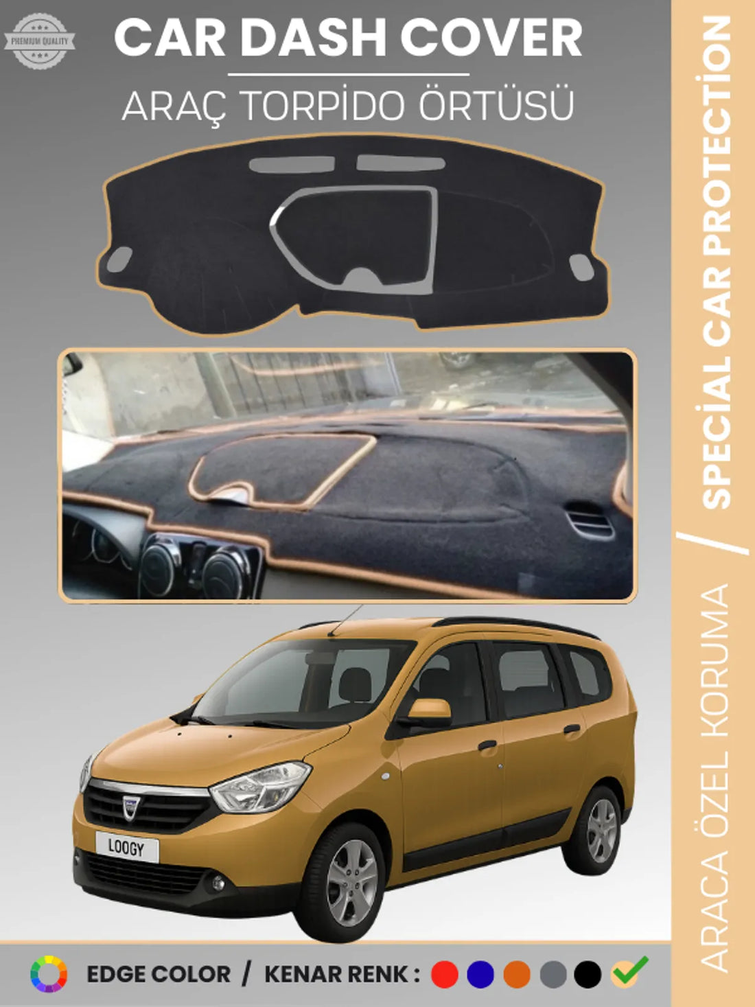 DACIA LODGY (2010-2017) Uyumlu Torpido Örtüsü Araca Özel Ön Göğüs Koruma