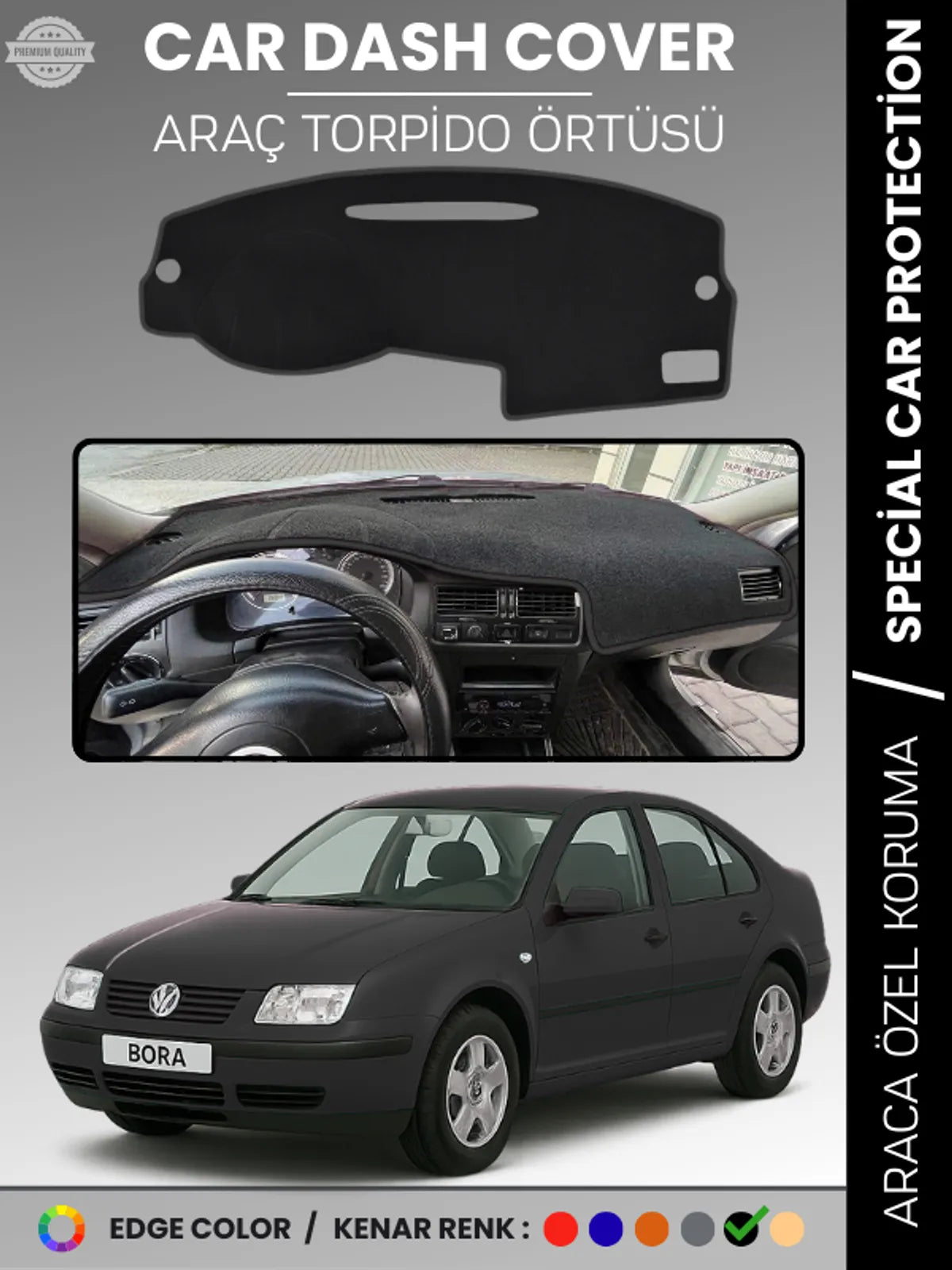 VOLKSWAGEN BORA (1997-2003) Uyumlu Torpido Örtüsü Araca Özel Ön Göğüs Koruma
