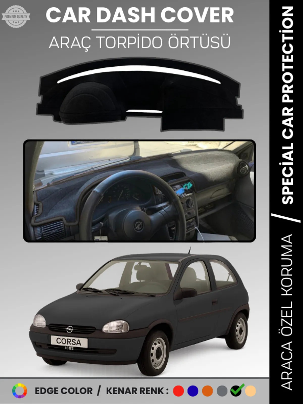 OPEL CORSA B (1993-2000) Uyumlu Torpido Örtüsü Araca Özel Ön Göğüs Koruma