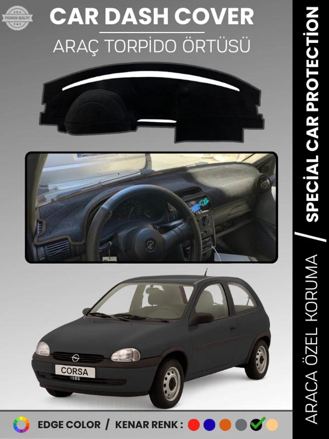 OPEL CORSA B (1993-2000) Uyumlu Torpido Örtüsü Araca Özel Ön Göğüs Koruma