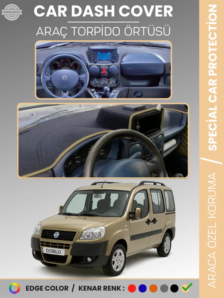 FIAT DOBLO (2000-2008) Uyumlu Torpido Örtüsü Araca Özel Ön Göğüs Koruma