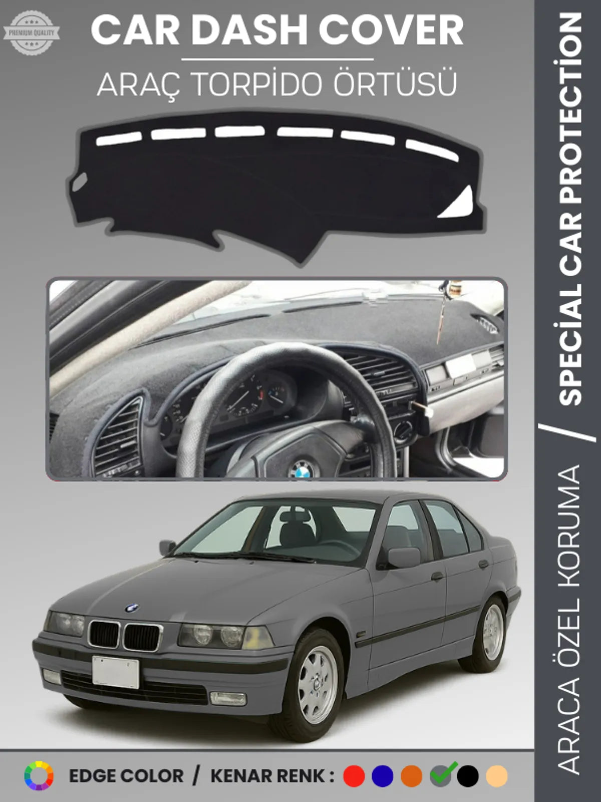 BMW E36 (1990-2000) Uyumlu Torpido Örtüsü Araca Özel Ön Göğüs Koruma