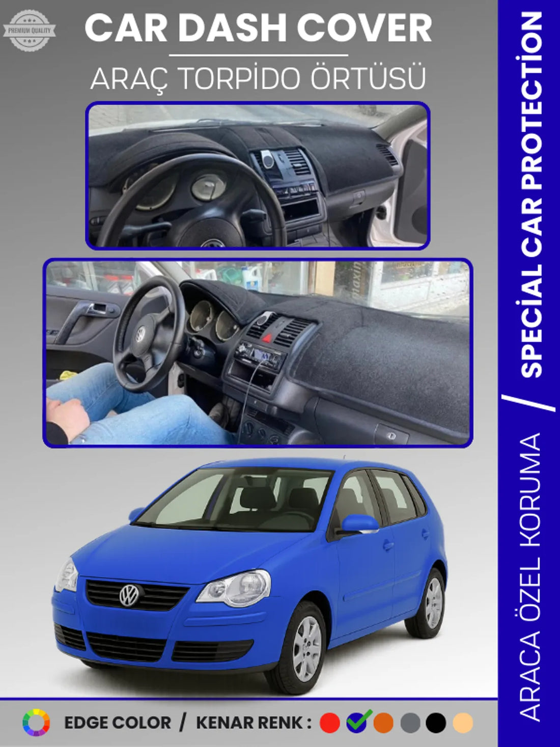 VOLKSWAGEN POLO DÜRBÜN GÖGÜS (2001-2009) Uyumlu Torpido Örtüsü Araca Özel Ön Göğüs Koruma