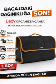 Oto Bagaj Çantası L Boy Kaymaz Cırt Bantlı Velur Kompakt Düzenleyici