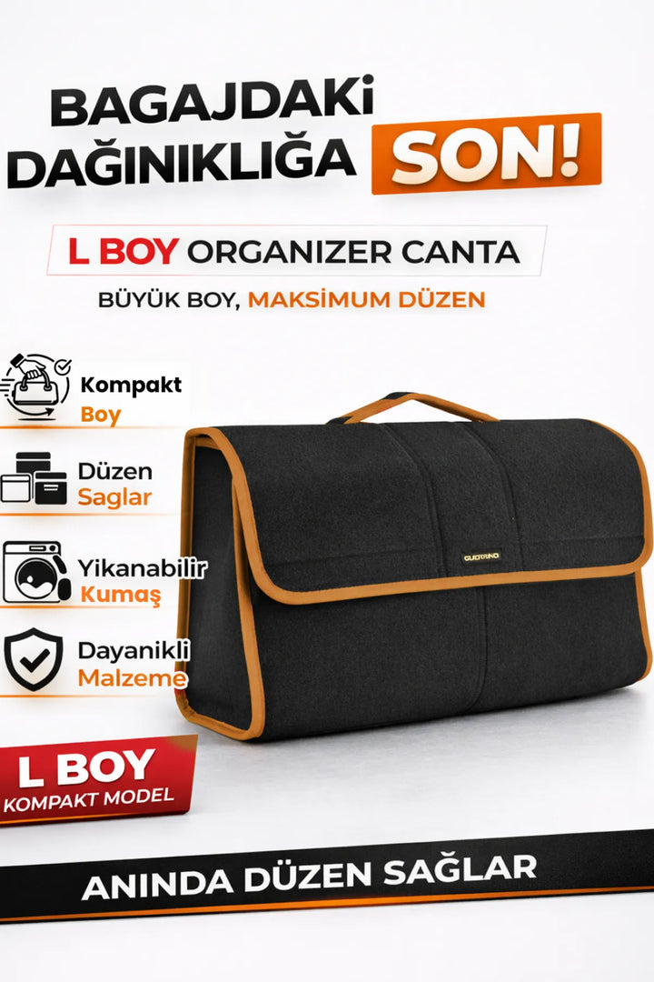 Oto Bagaj Çantası L Boy Kaymaz Cırt Bantlı Velur Kompakt Düzenleyici