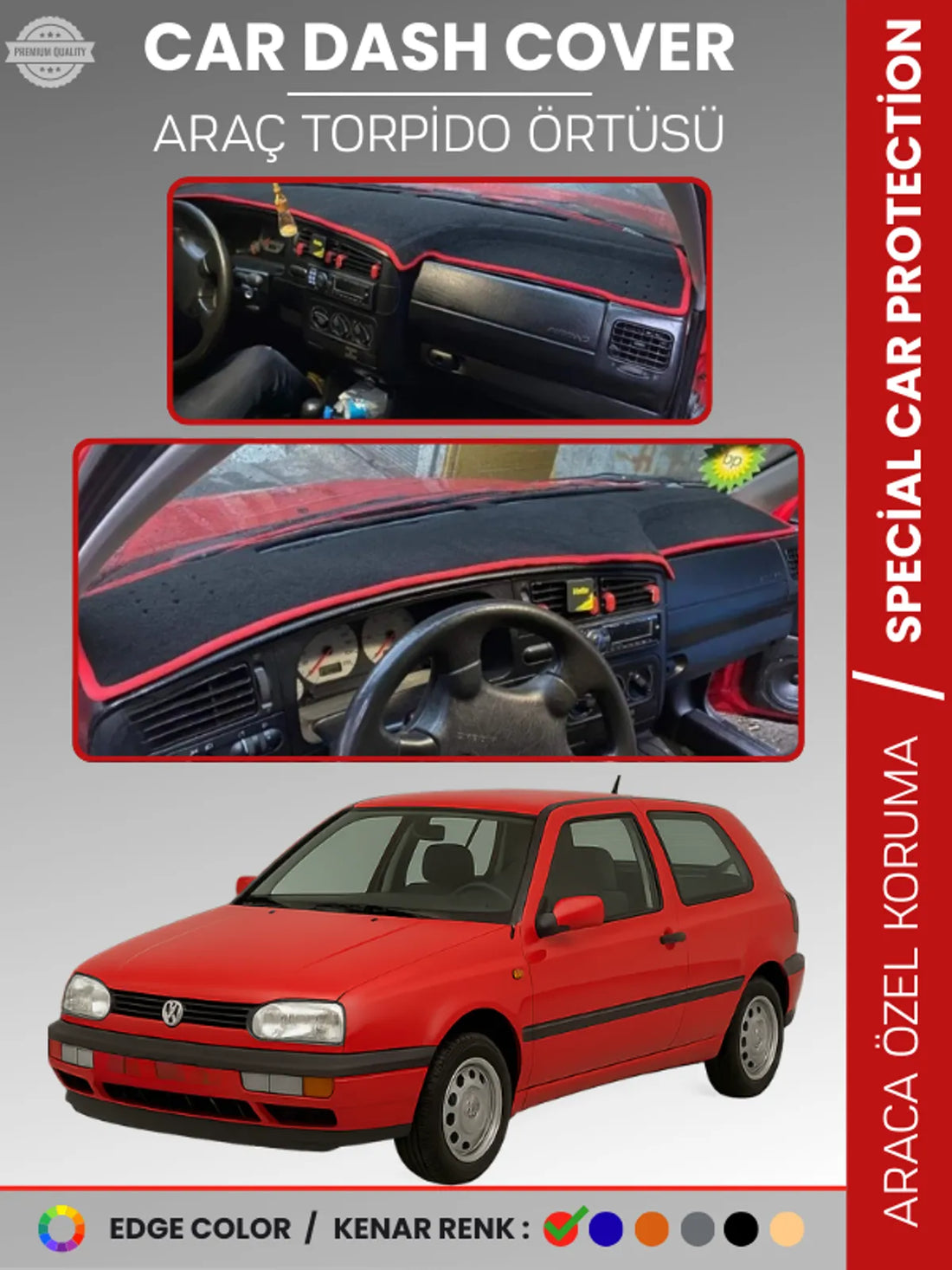 VOLKSWAGEN GOLF 3 (1991-1997) Uyumlu Torpido Örtüsü Araca Özel Ön Göğüs Koruma