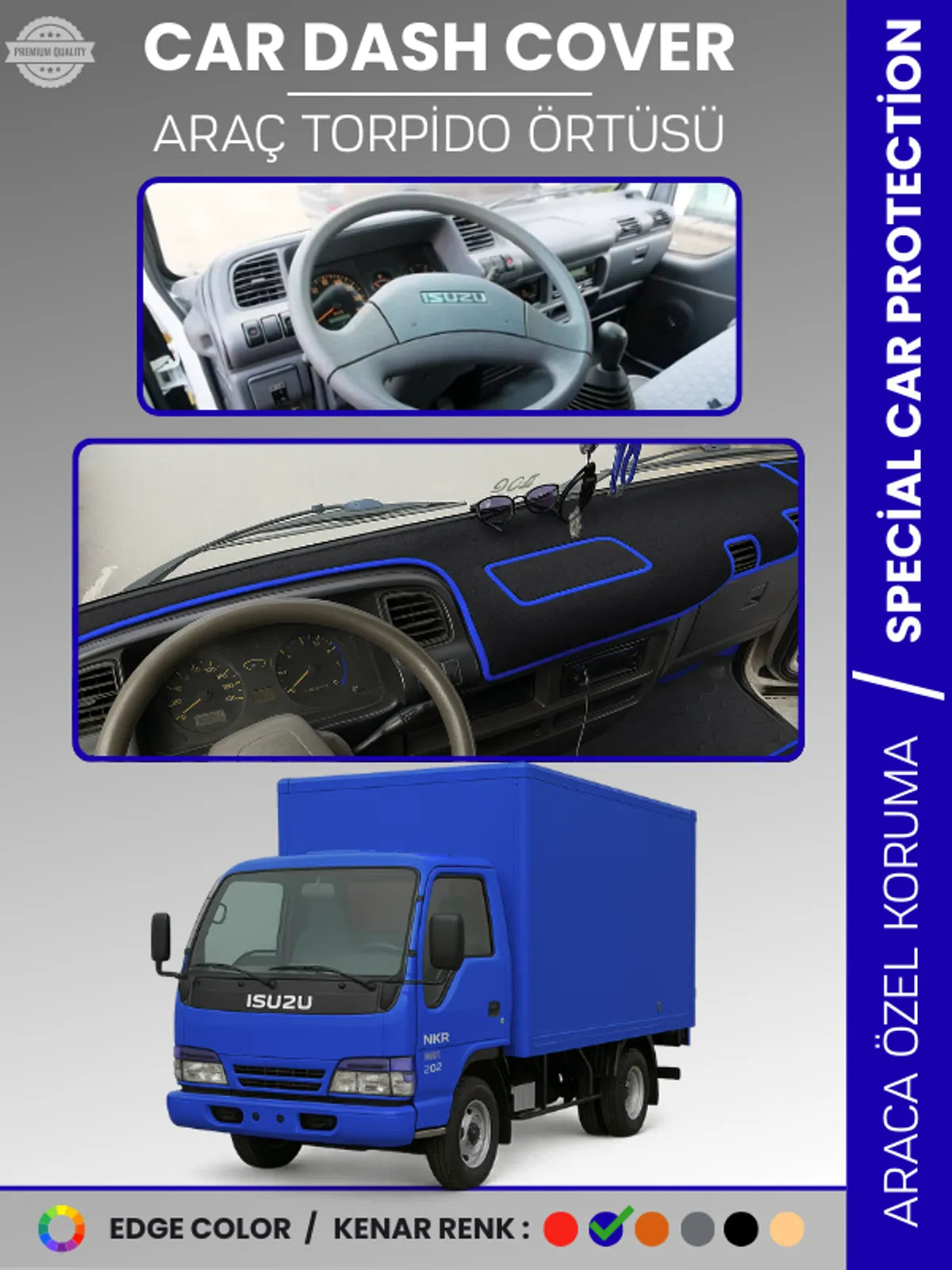 ISUZU NKR WIDE (1997-2005) Uyumlu Torpido Örtüsü Araca Özel Ön Göğüs Koruma