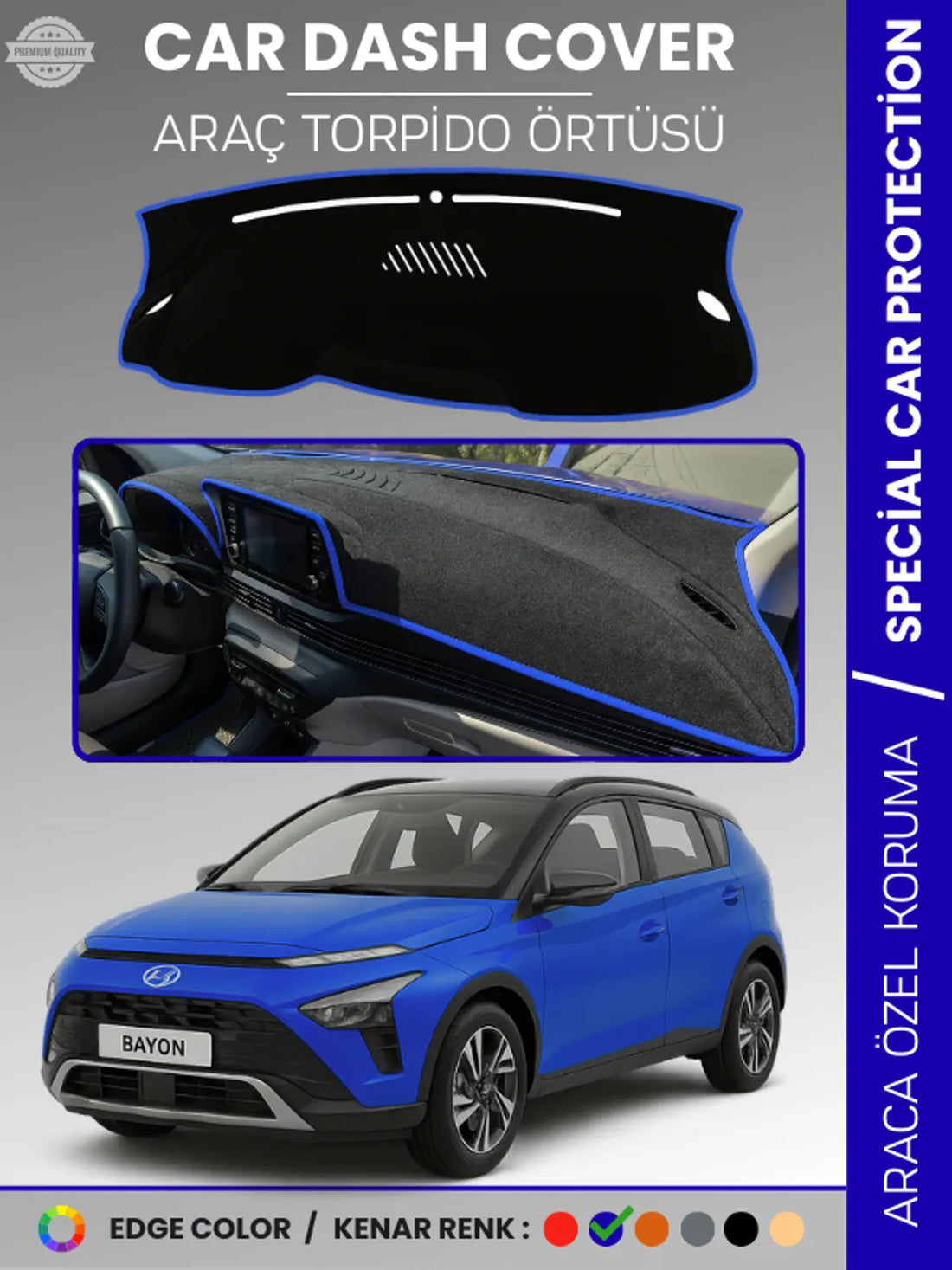 HYUNDAİ BAYON (2020+) Uyumlu Torpido Örtüsü Araca Özel Ön Göğüs Koruma