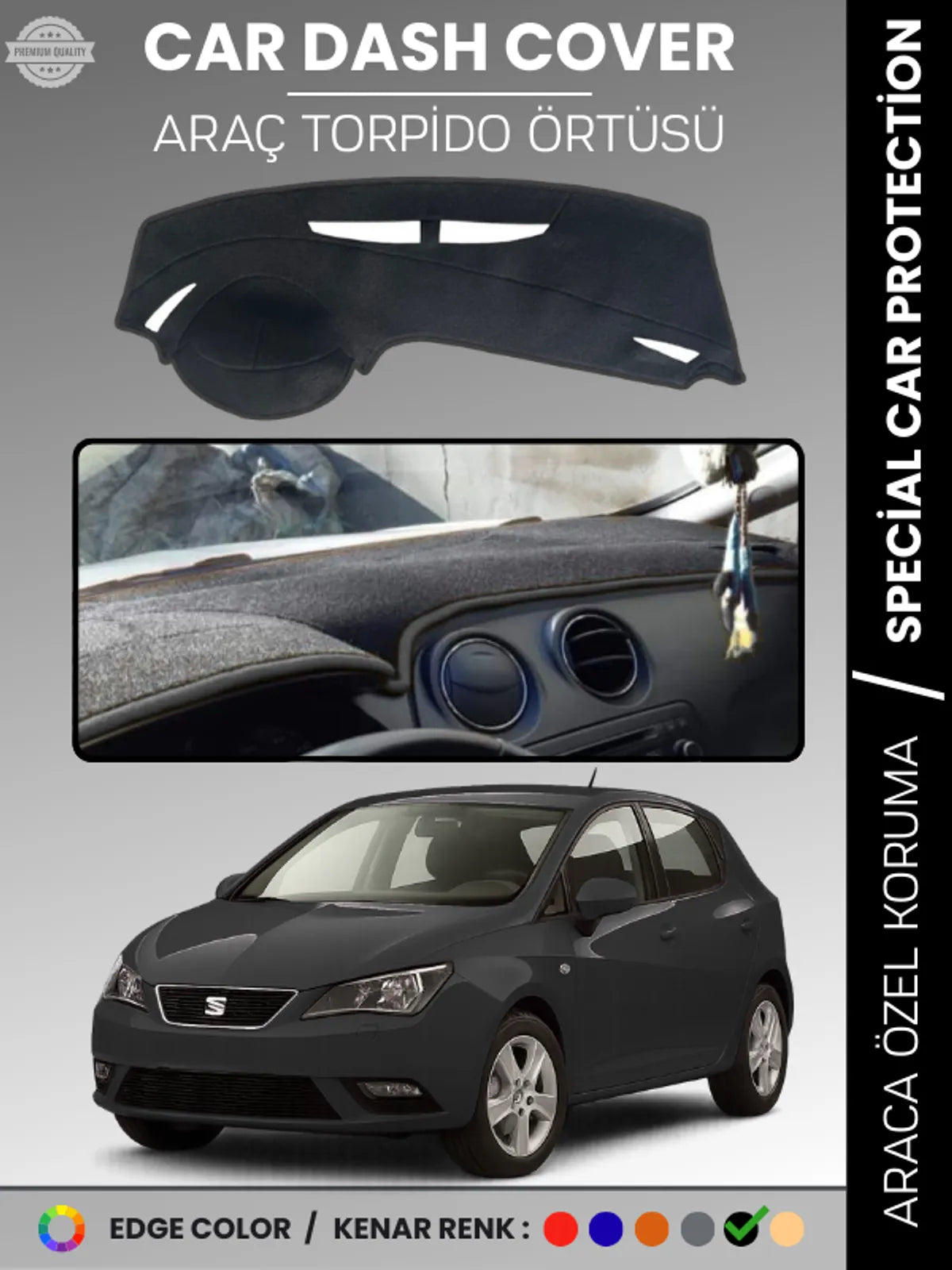 SEAT IBIZA (2008-2017) Uyumlu Torpido Örtüsü Araca Özel Ön Göğüs Koruma