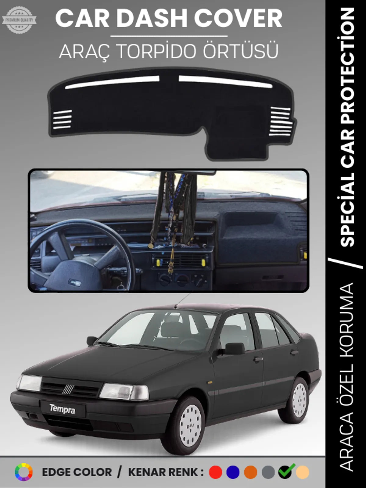 FIAT TEMPRA (1992-1997) Uyumlu Torpido Örtüsü Araca Özel Ön Göğüs Koruma
