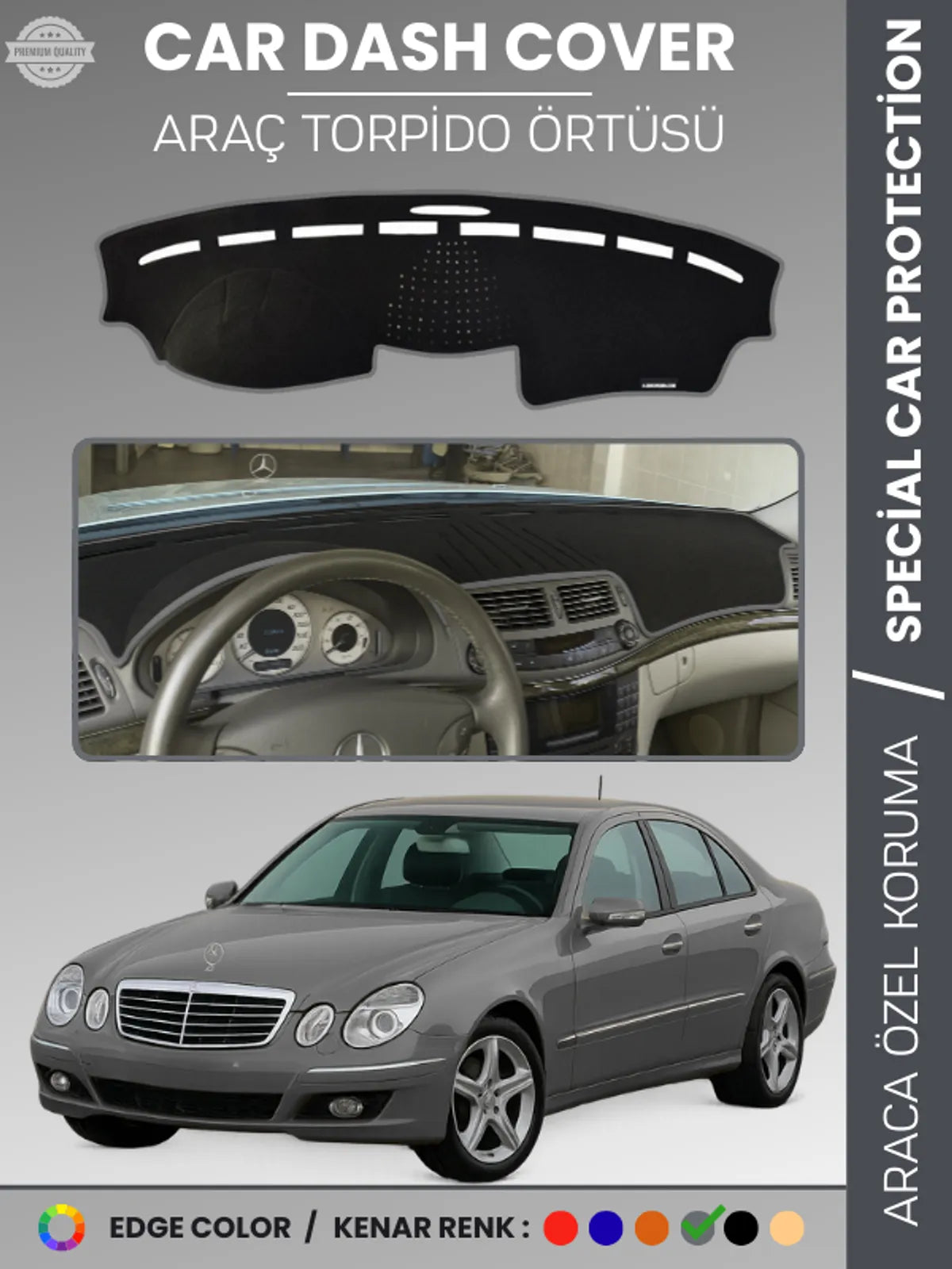 MERCEDES E200 / E220 / E240 / E270 W211 (2002-2009) Uyumlu Torpido Örtüsü Araca Özel Ön Göğüs Koruma