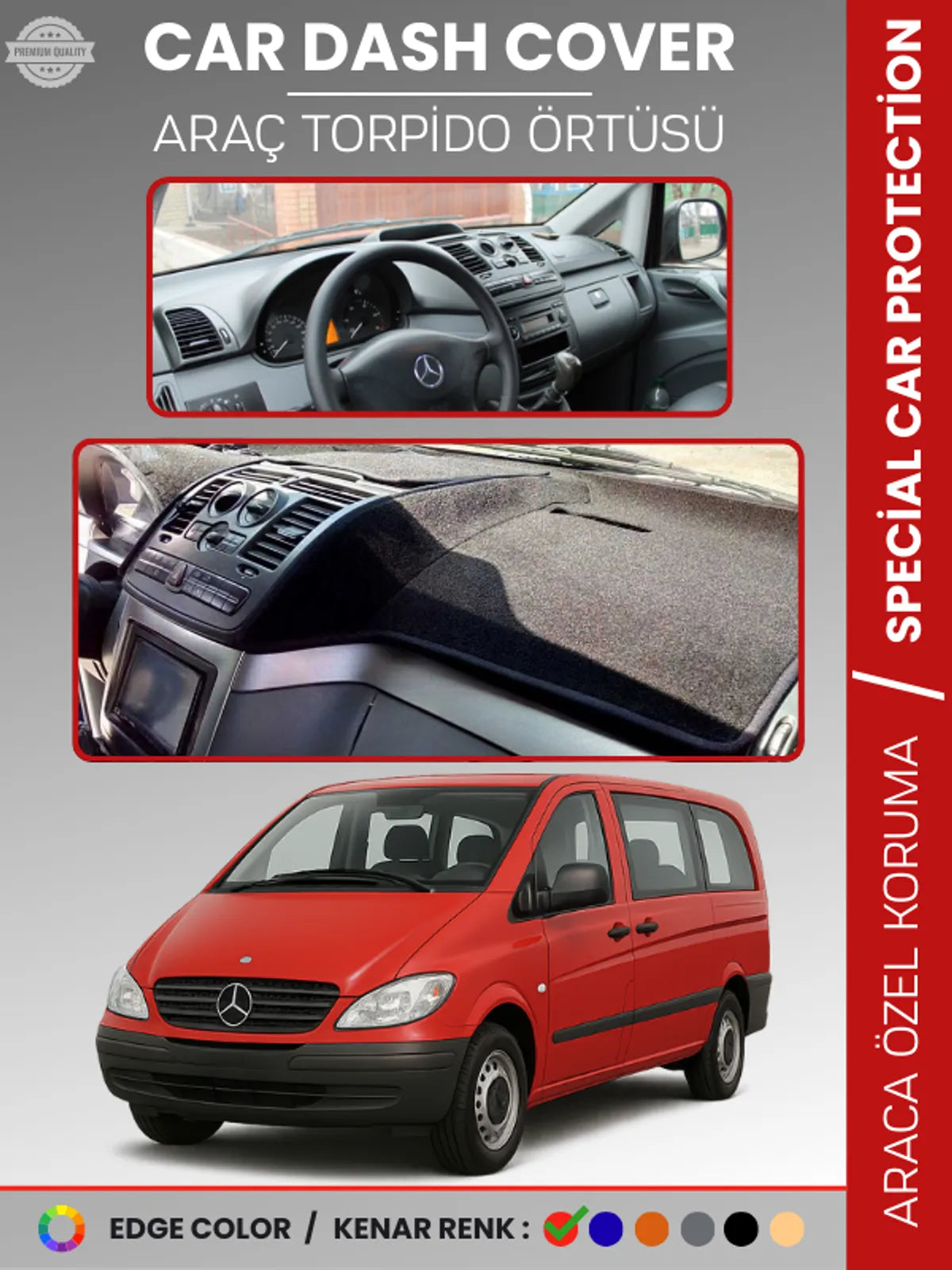 MERCEDES VITO / VIANO W639 (2003-2014) Uyumlu Torpido Örtüsü Araca Özel Ön Göğüs Koruma
