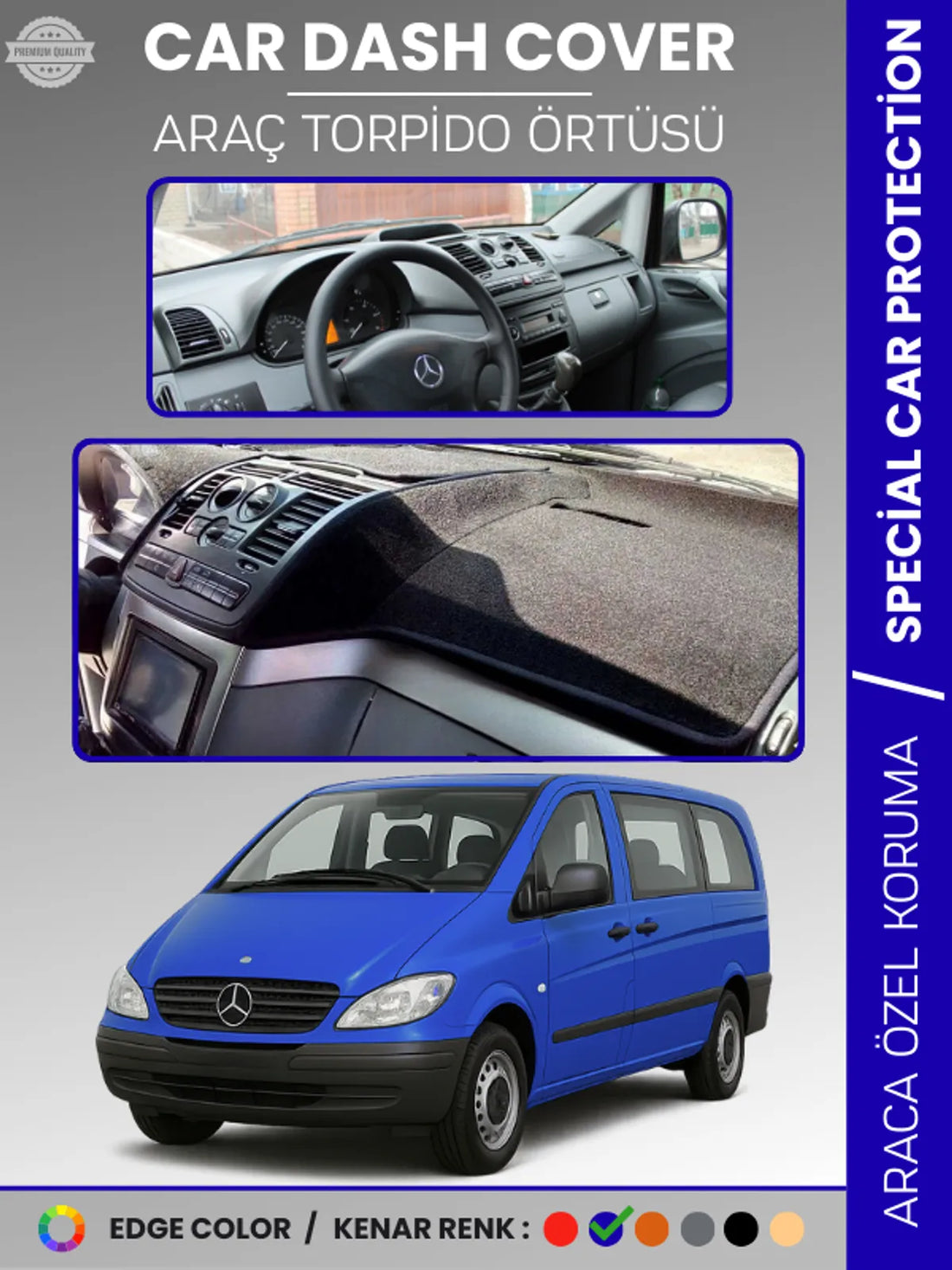 MERCEDES VITO / VIANO W639 (2003-2014) Uyumlu Torpido Örtüsü Araca Özel Ön Göğüs Koruma