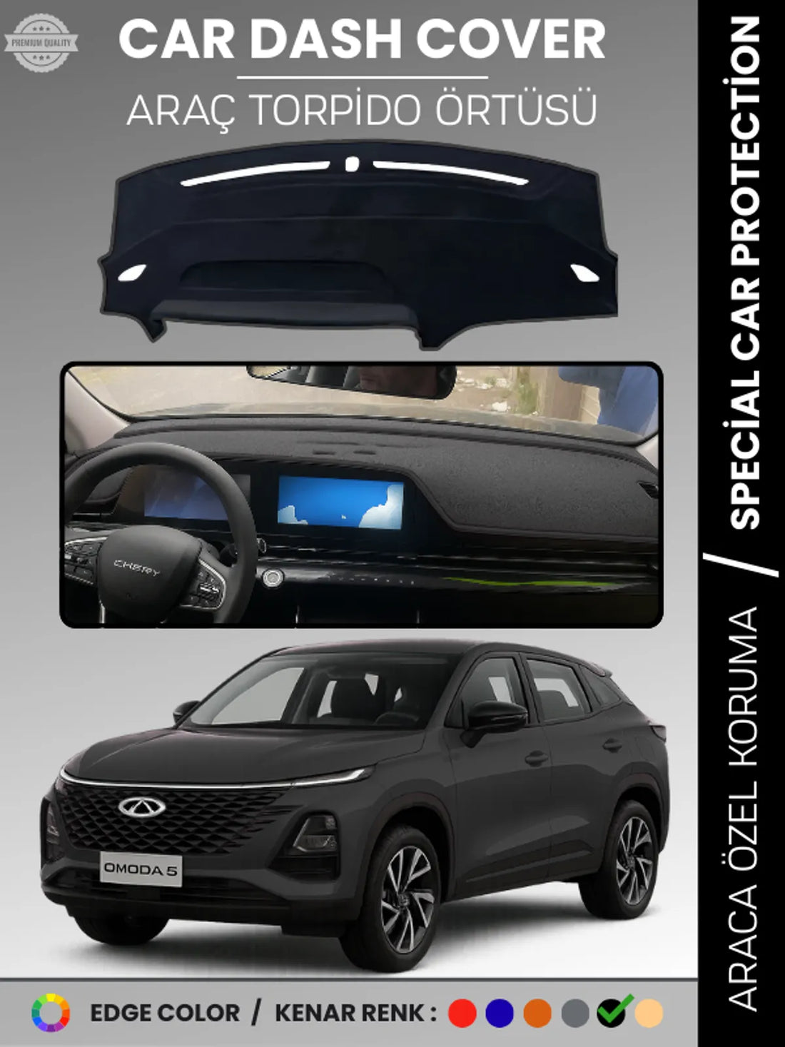 Chery Omada 5 (2022-2025) Uyumlu Torpido Örtüsü Araca Özel Ön Göğüs Koruma