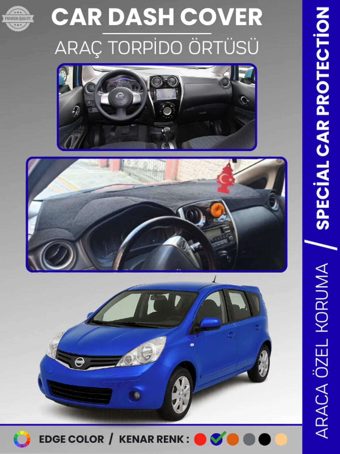 NISSAN NOTE E12 (2013-2020) Uyumlu Torpido Örtüsü Araca Özel Ön Göğüs Koruma