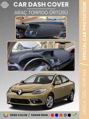 RENAULT FLUENCE NAVİGASYONLU BÜYÜK EKRANLI (2013-2016) Uyumlu Torpido Örtüsü Araca Özel Ön Göğüs Koruma