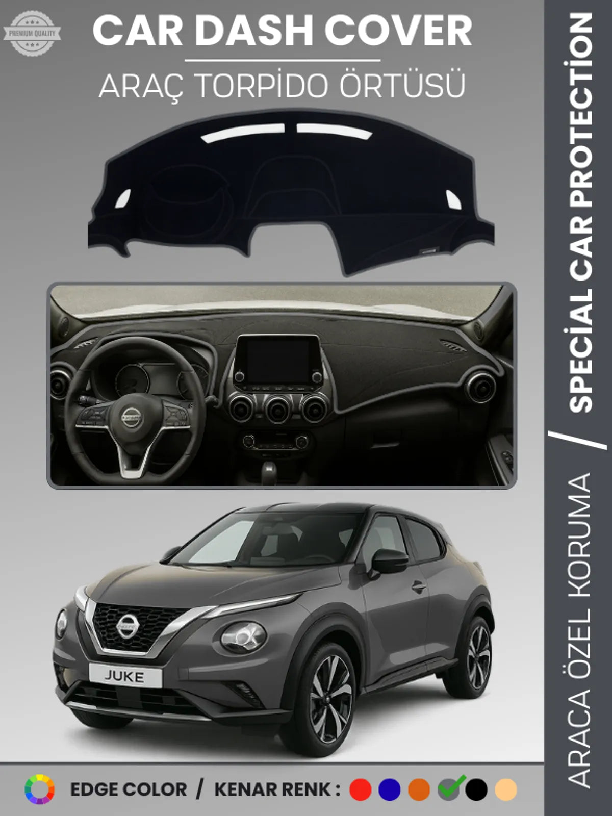 NISSAN JUKE F16 (2019-2025) Uyumlu Torpido Örtüsü Araca Özel Ön Göğüs Koruma