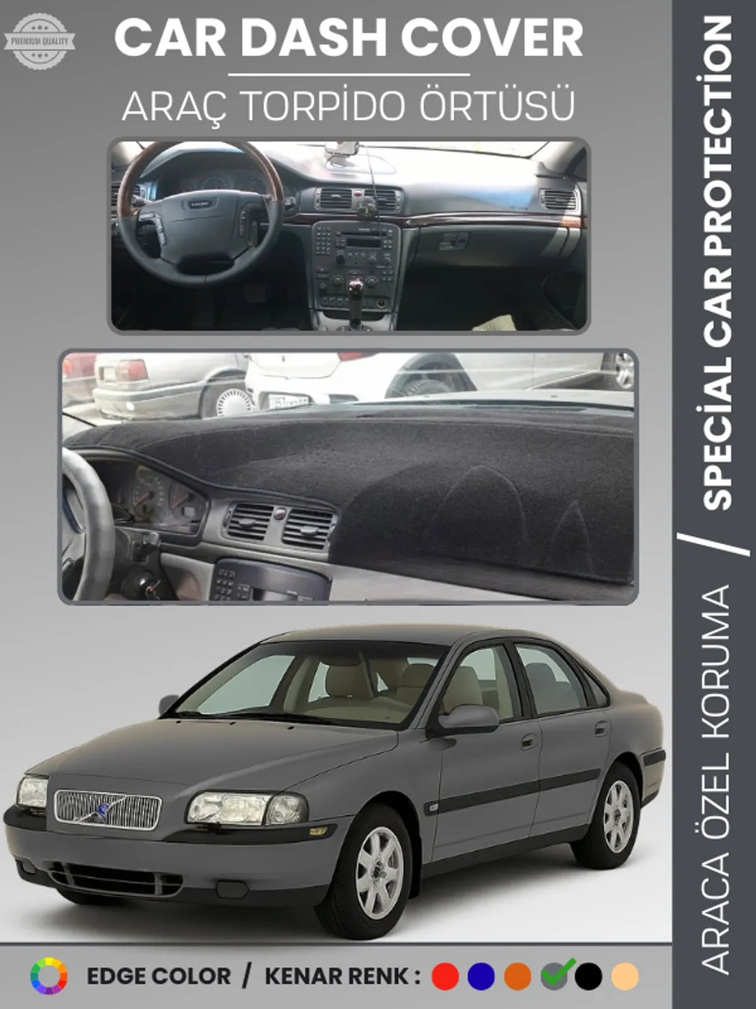 VOLVO S80 (1998-2006) Uyumlu Torpido Örtüsü Araca Özel Ön Göğüs Koruma