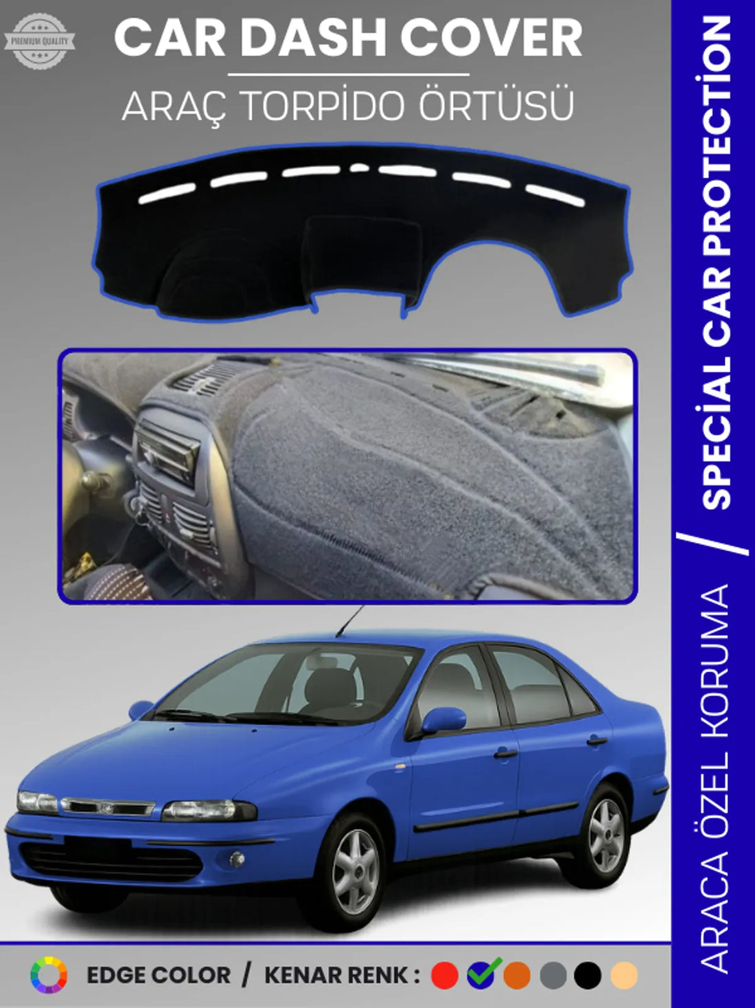 FIAT MAREA (1999-2007) Uyumlu Torpido Örtüsü Araca Özel Ön Göğüs Koruma