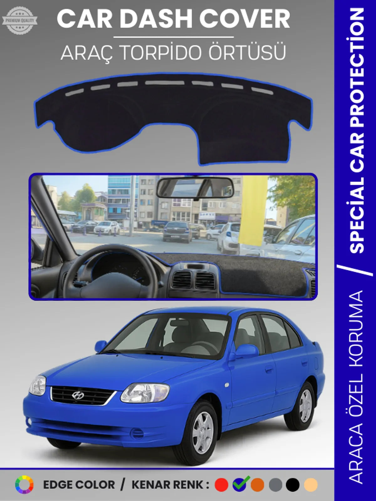HYUNDAİ ACCENT ADMİRE-MİLENİUM (2000-2005) Uyumlu Torpido Örtüsü Araca Özel Ön Göğüs Koruma