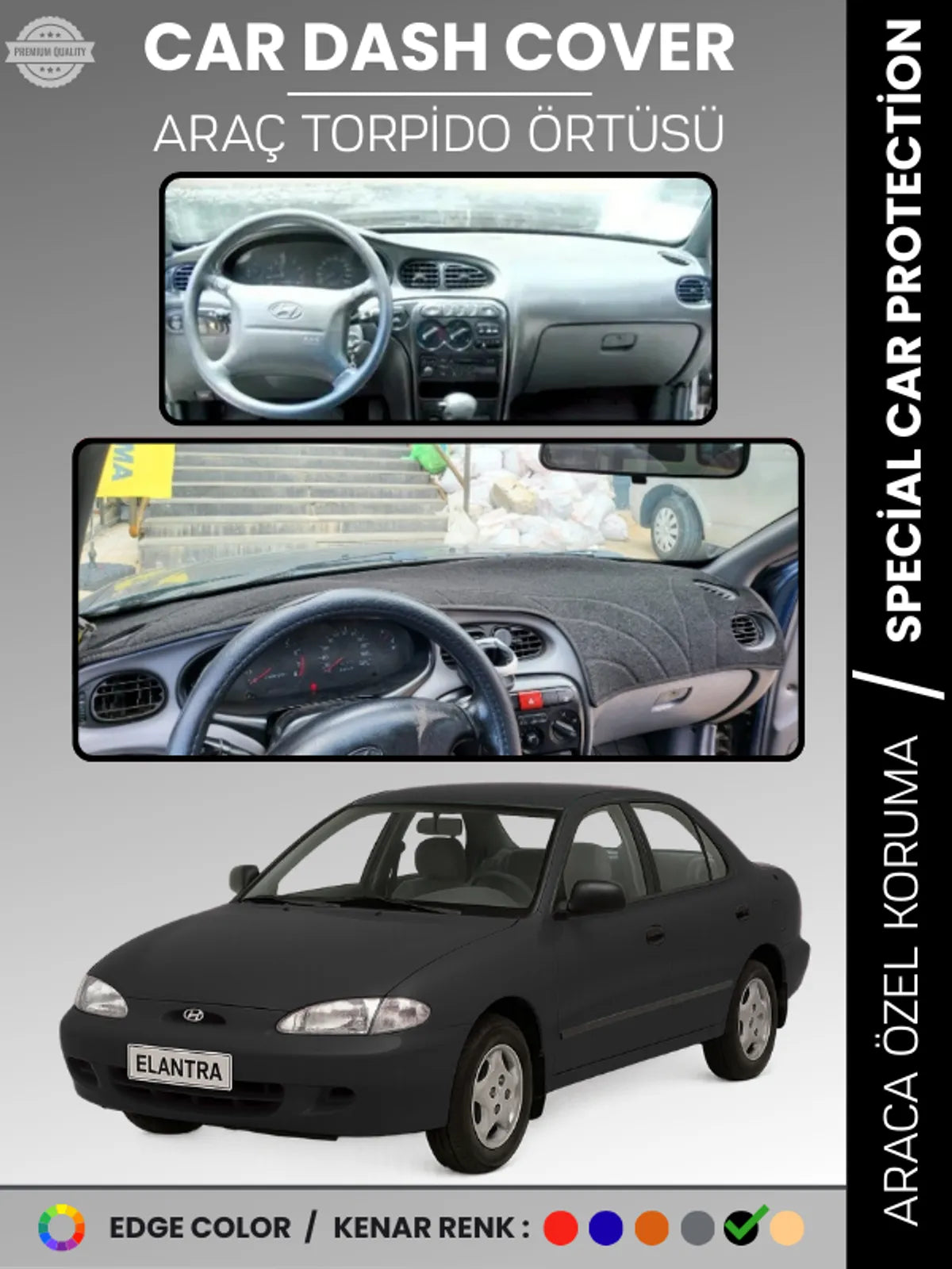 HYUNDAİ ELANTRA (1995-2000) Uyumlu Torpido Örtüsü Araca Özel Ön Göğüs Koruma