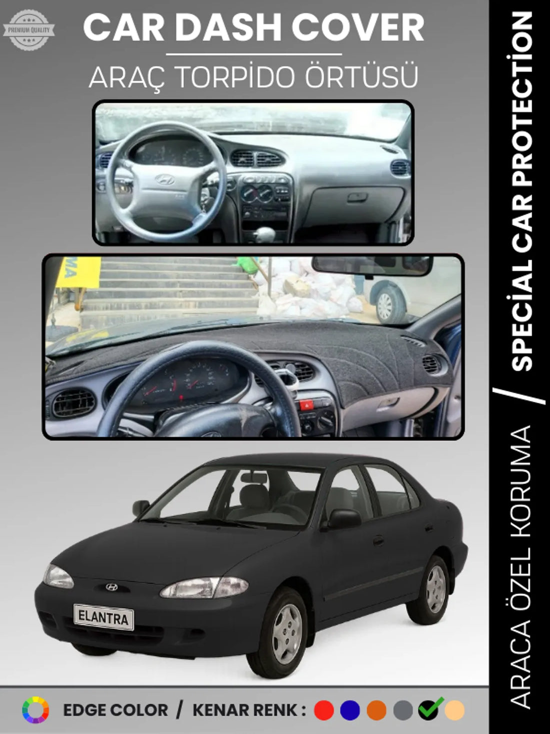 HYUNDAİ ELANTRA (1995-2000) Uyumlu Torpido Örtüsü Araca Özel Ön Göğüs Koruma