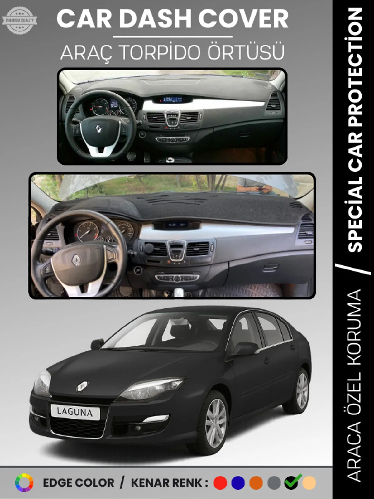 RENAULT LAGUNA 3 (2008-2015) Uyumlu Torpido Örtüsü Araca Özel Ön Göğüs Koruma