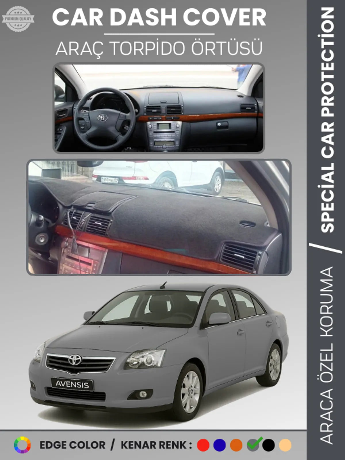 TOYOTA AVENSİS T250 (2003-2008) Uyumlu Torpido Örtüsü Araca Özel Ön Göğüs Koruma