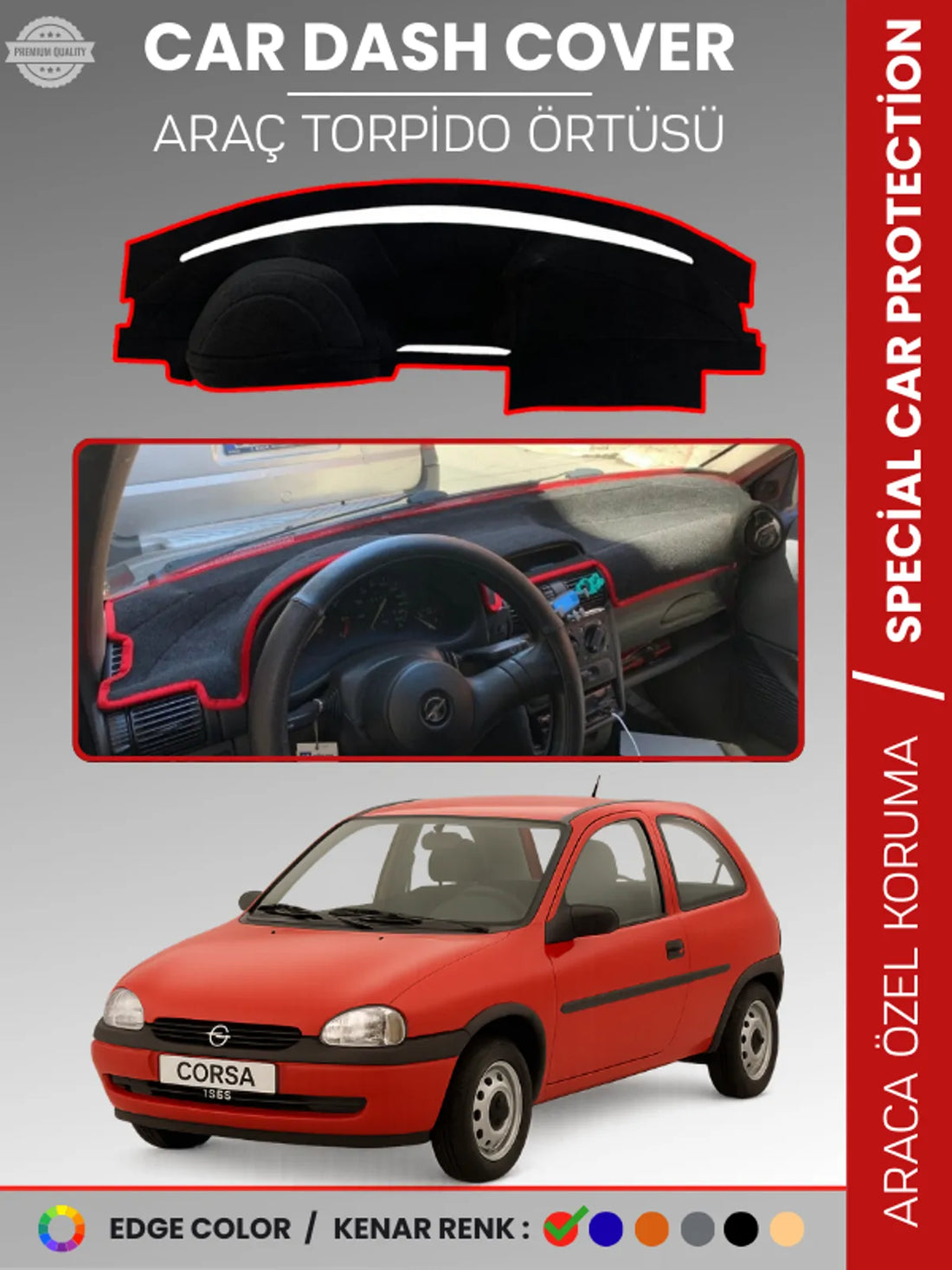 OPEL CORSA B (1993-2000) Uyumlu Torpido Örtüsü Araca Özel Ön Göğüs Koruma