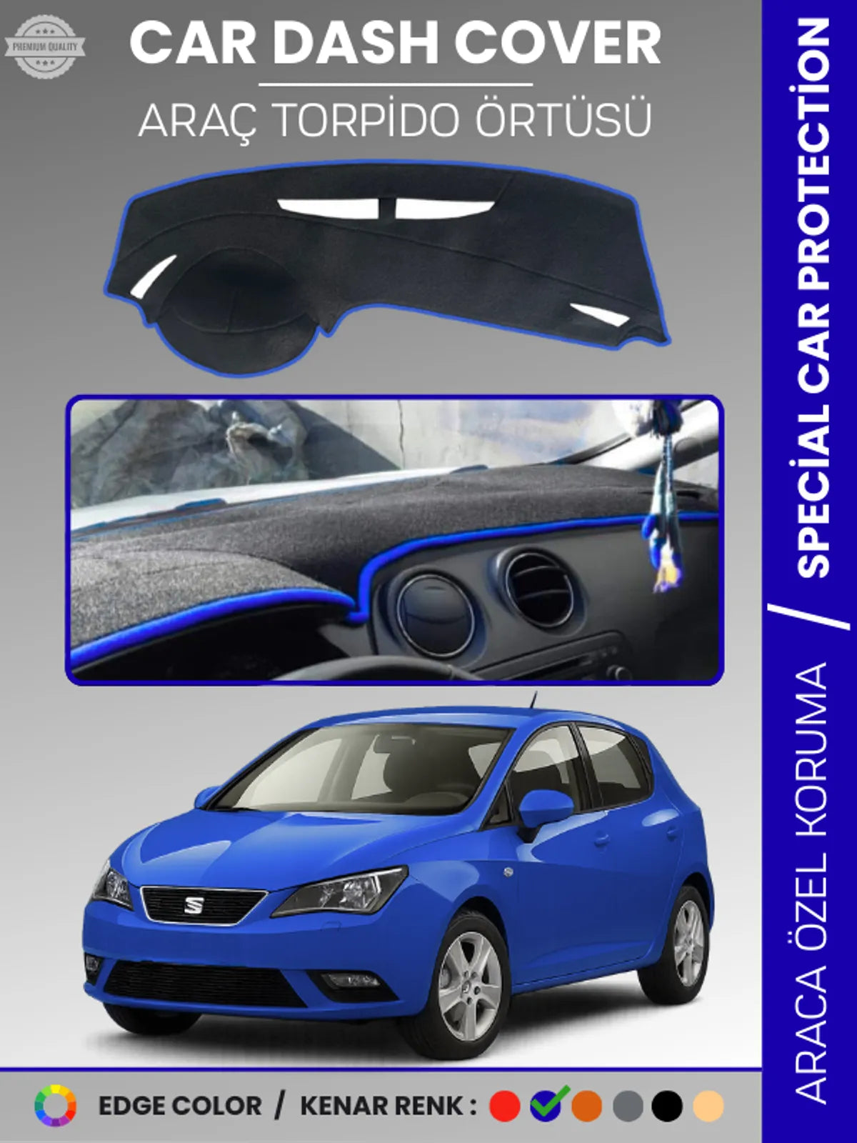 SEAT IBIZA (2008-2017) Uyumlu Torpido Örtüsü Araca Özel Ön Göğüs Koruma