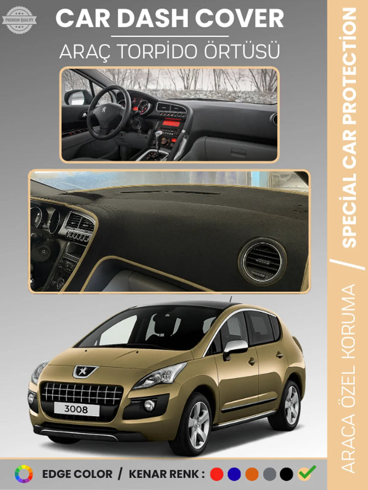 PEUGEOT 3008 (2011-2014) Uyumlu Torpido Örtüsü Araca Özel Ön Göğüs Koruma