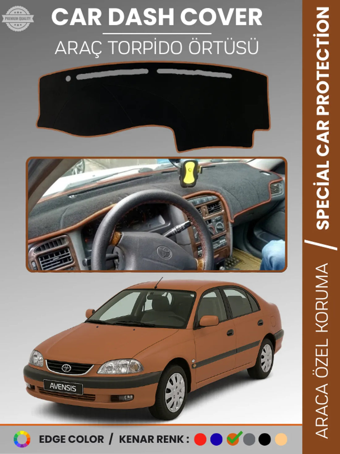 TOYOTA AVENSİS T220 (1997-2002) Uyumlu Torpido Örtüsü Araca Özel Ön Göğüs Koruma