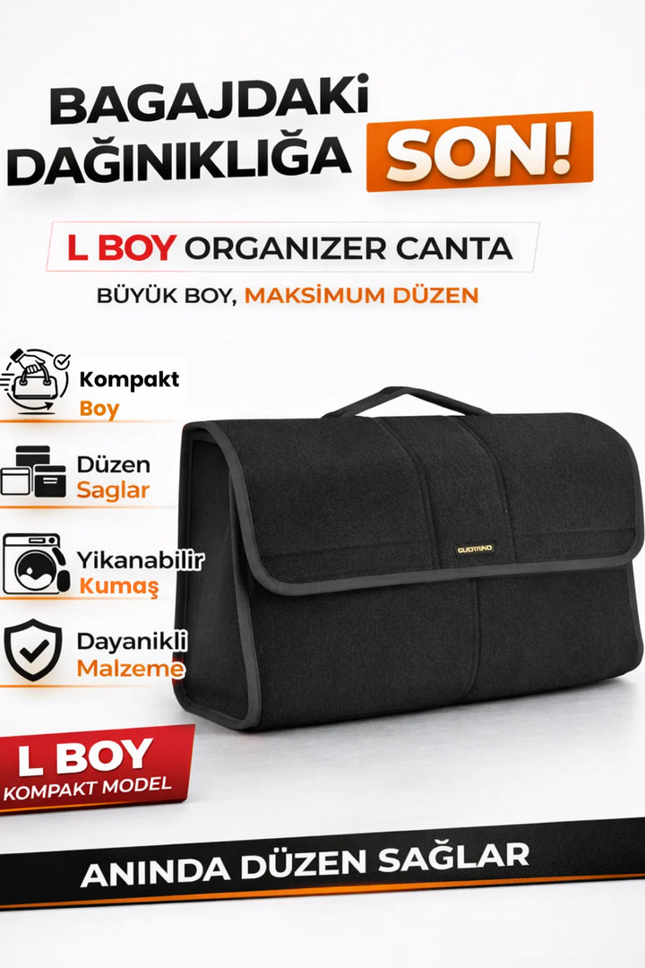 Oto Bagaj Çantası L Boy Kaymaz Cırt Bantlı Velur Kompakt Düzenleyici