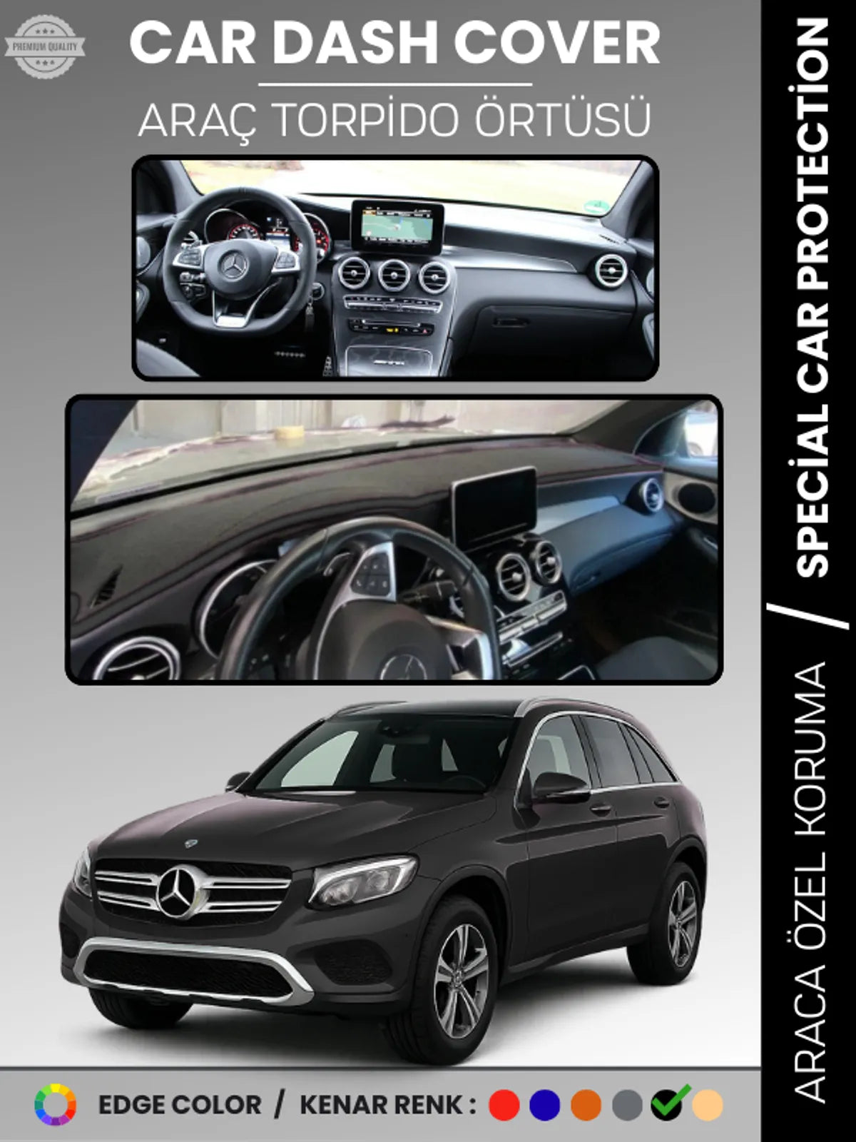 MERCEDES GLC (2015-2020) Uyumlu Torpido Örtüsü Araca Özel Ön Göğüs Koruma