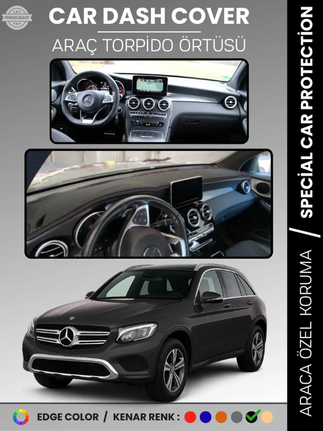 MERCEDES GLC (2015-2020) Uyumlu Torpido Örtüsü Araca Özel Ön Göğüs Koruma