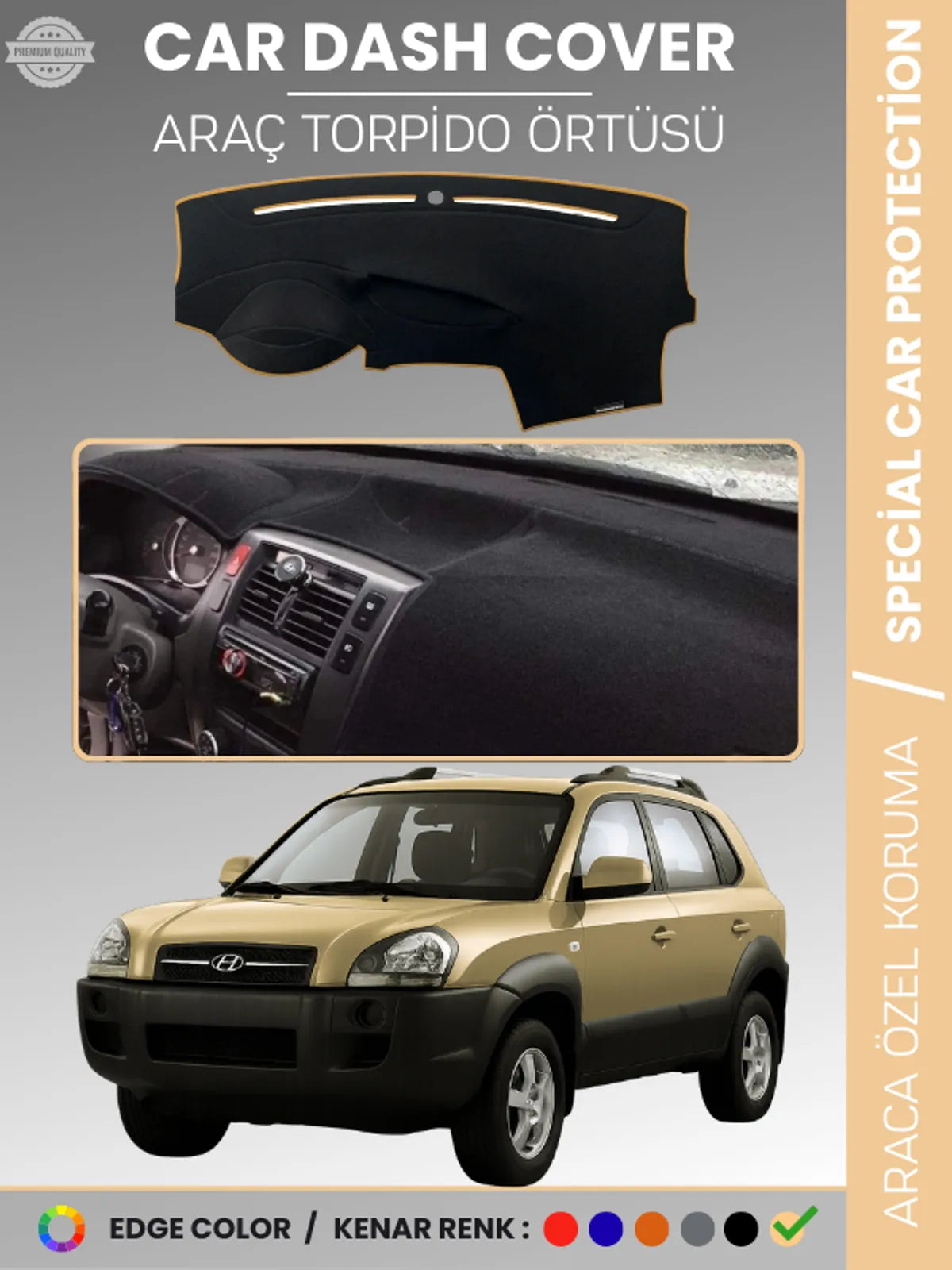 HYUNDAİ TUCSON (2004-2009) Uyumlu Torpido Örtüsü Araca Özel Ön Göğüs Koruma