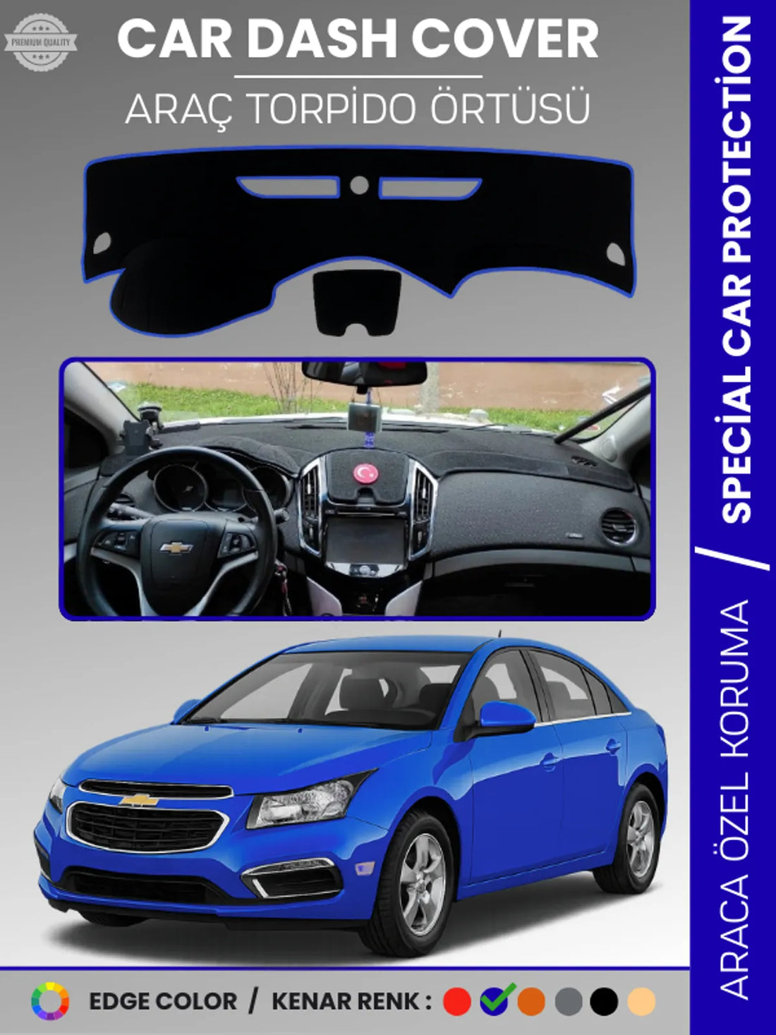 CHEVROLET Cruze (2012-2016) Uyumlu Torpido Örtüsü Araca Özel Ön Göğüs Koruma