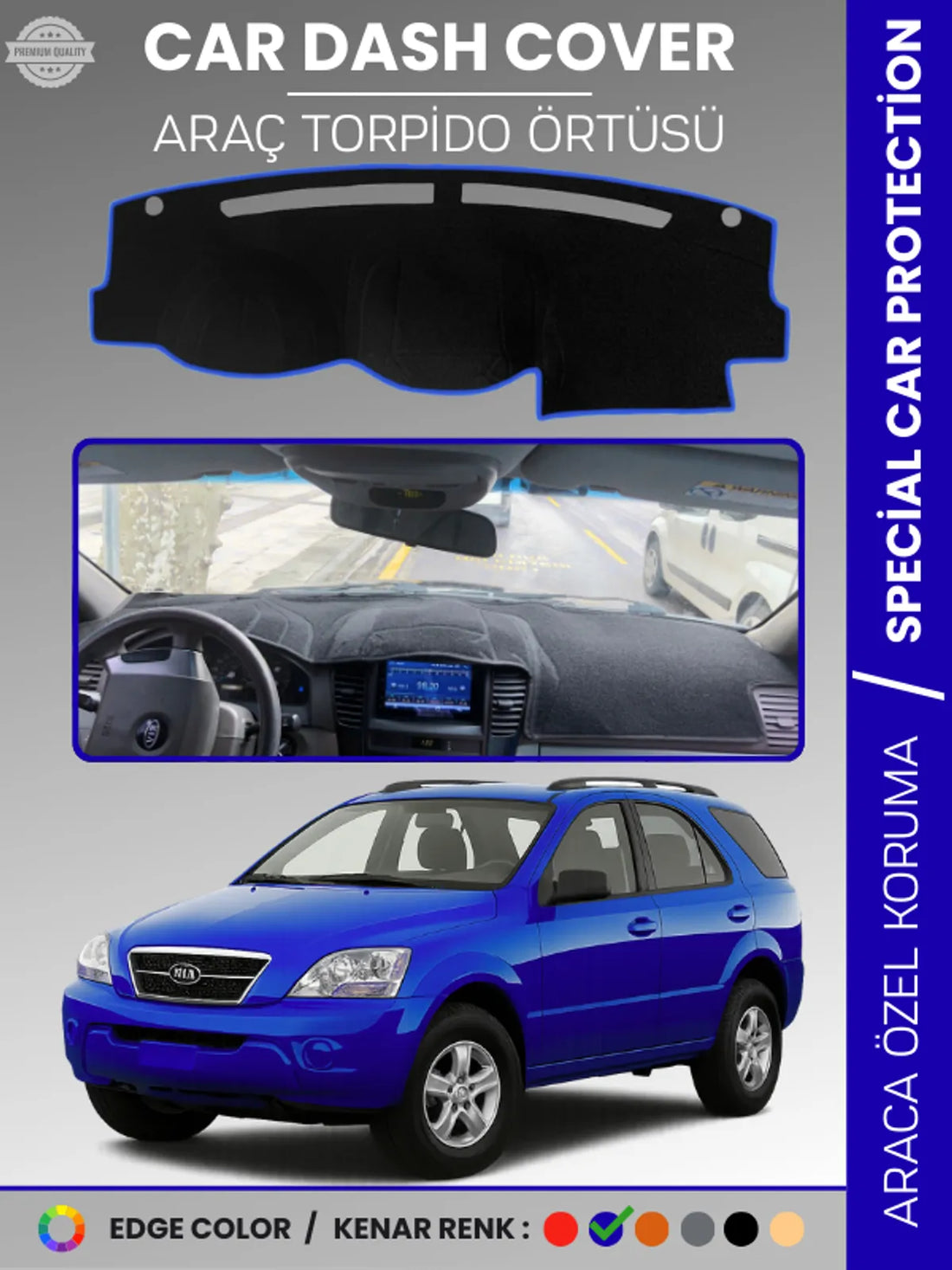 KİA SORENTO (2006-2009) Uyumlu Torpido Örtüsü Araca Özel Ön Göğüs Koruma