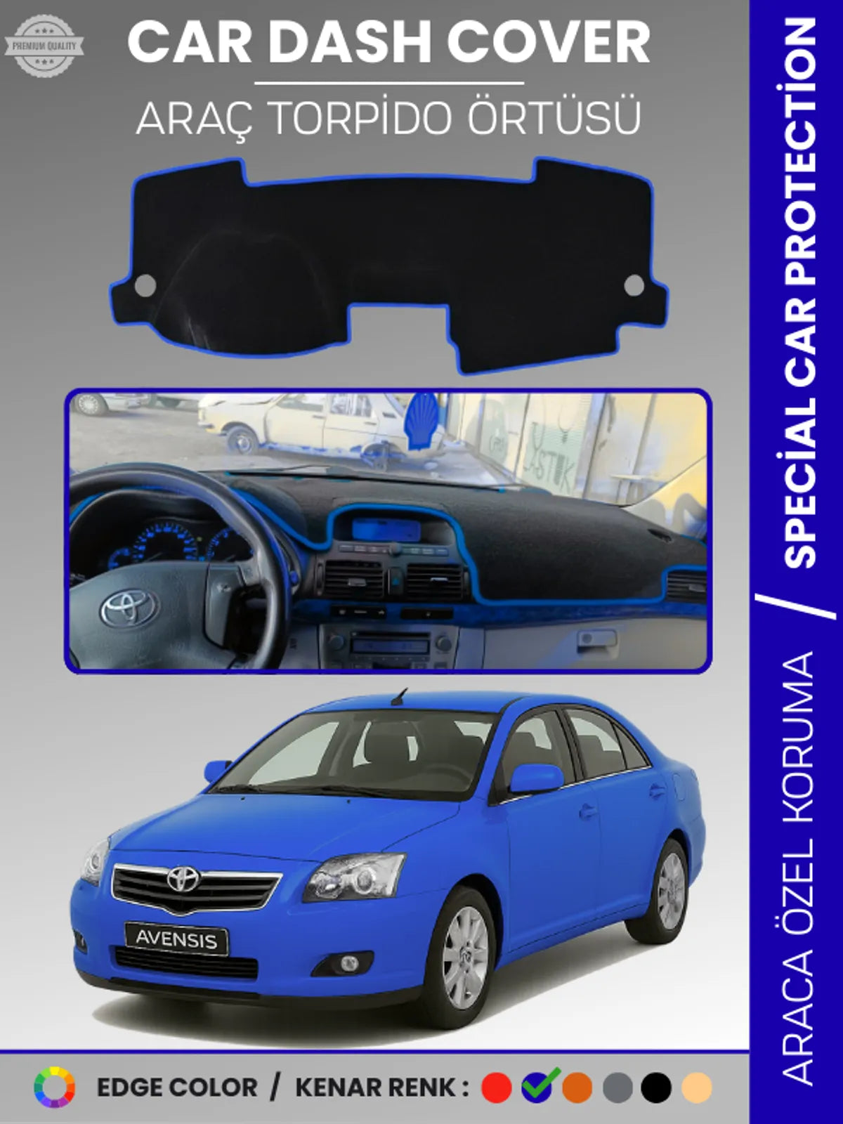 TOYOTA AVENSİS T250 (2003-2008) Uyumlu Torpido Örtüsü Araca Özel Ön Göğüs Koruma