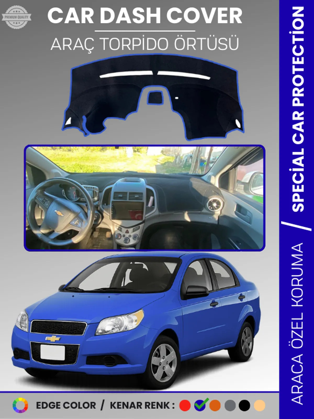 CHEVROLET AVEO (2011-2020) Uyumlu Torpido Örtüsü Araca Özel Ön Göğüs Koruma