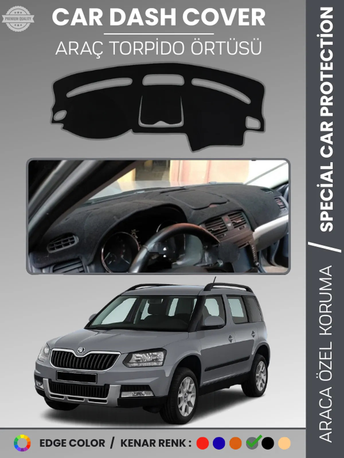 SKODA YETI (2009-2017) Uyumlu Torpido Örtüsü Araca Özel Ön Göğüs Koruma