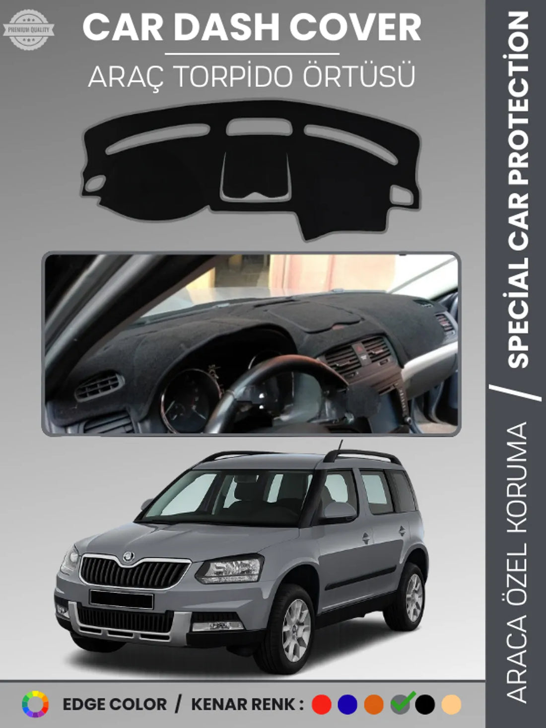 SKODA YETI (2009-2017) Uyumlu Torpido Örtüsü Araca Özel Ön Göğüs Koruma